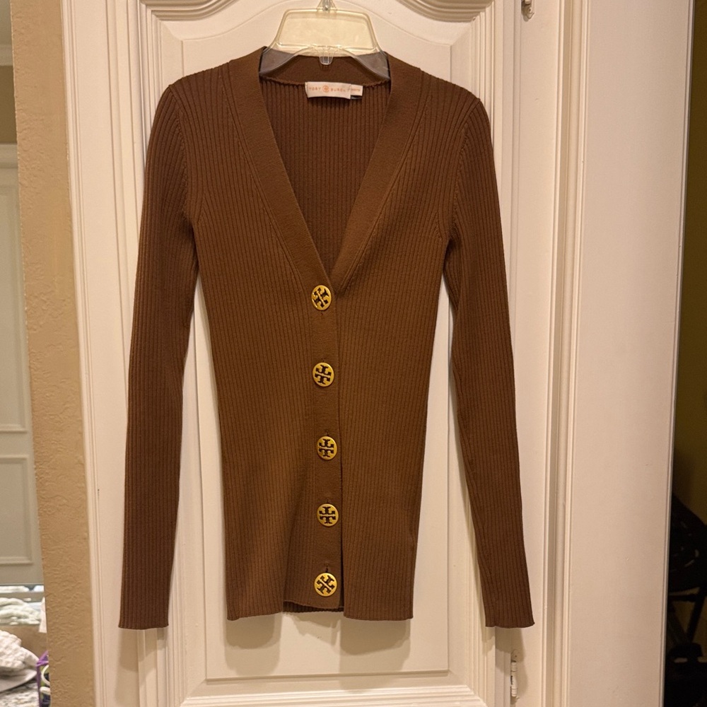 Tory Burch Brown Button-Up Cardigan
